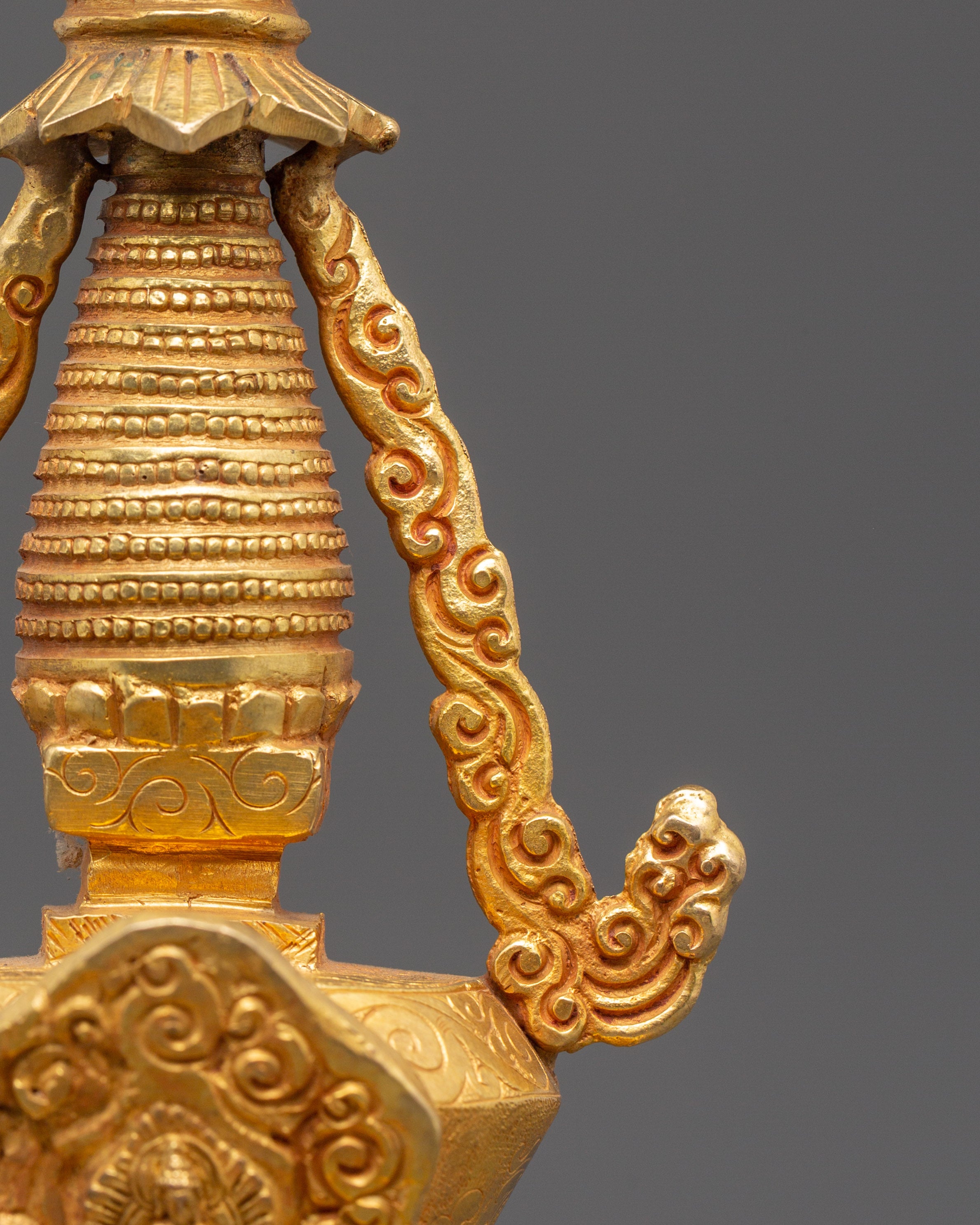 Tibetan Meditation Shrine Stupa | Gold Plated Buddhist Altar Decor