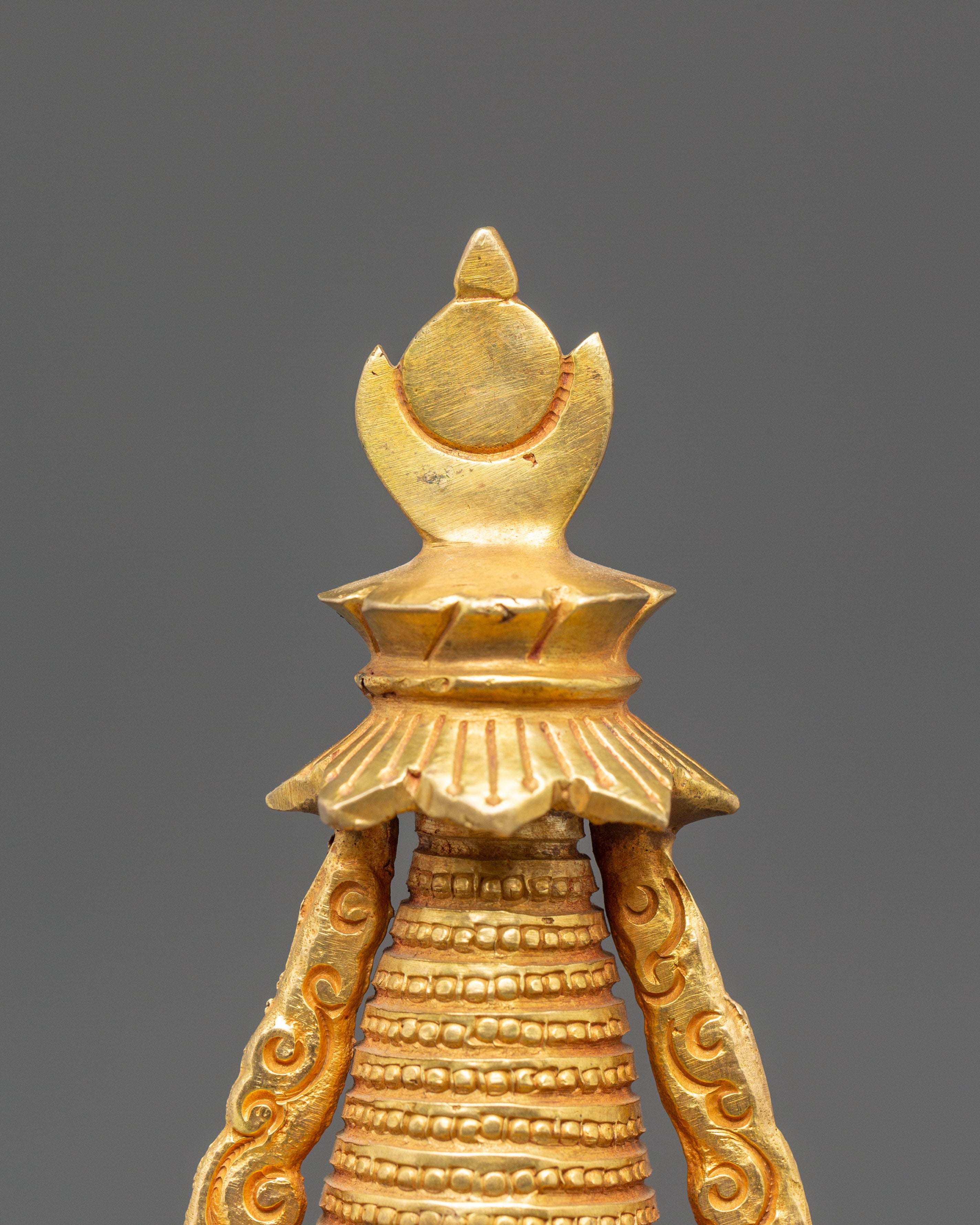 Handcrafted Spiritual Monument Stupa | Gold Plated Tibetan Altar Decor