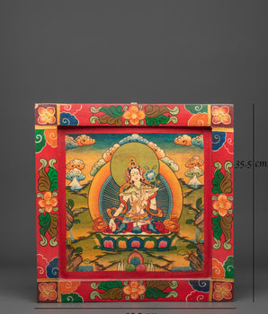 Handcrafted White Tara Wall Art | Tibetan Spiritual Goddess Painting on Wood