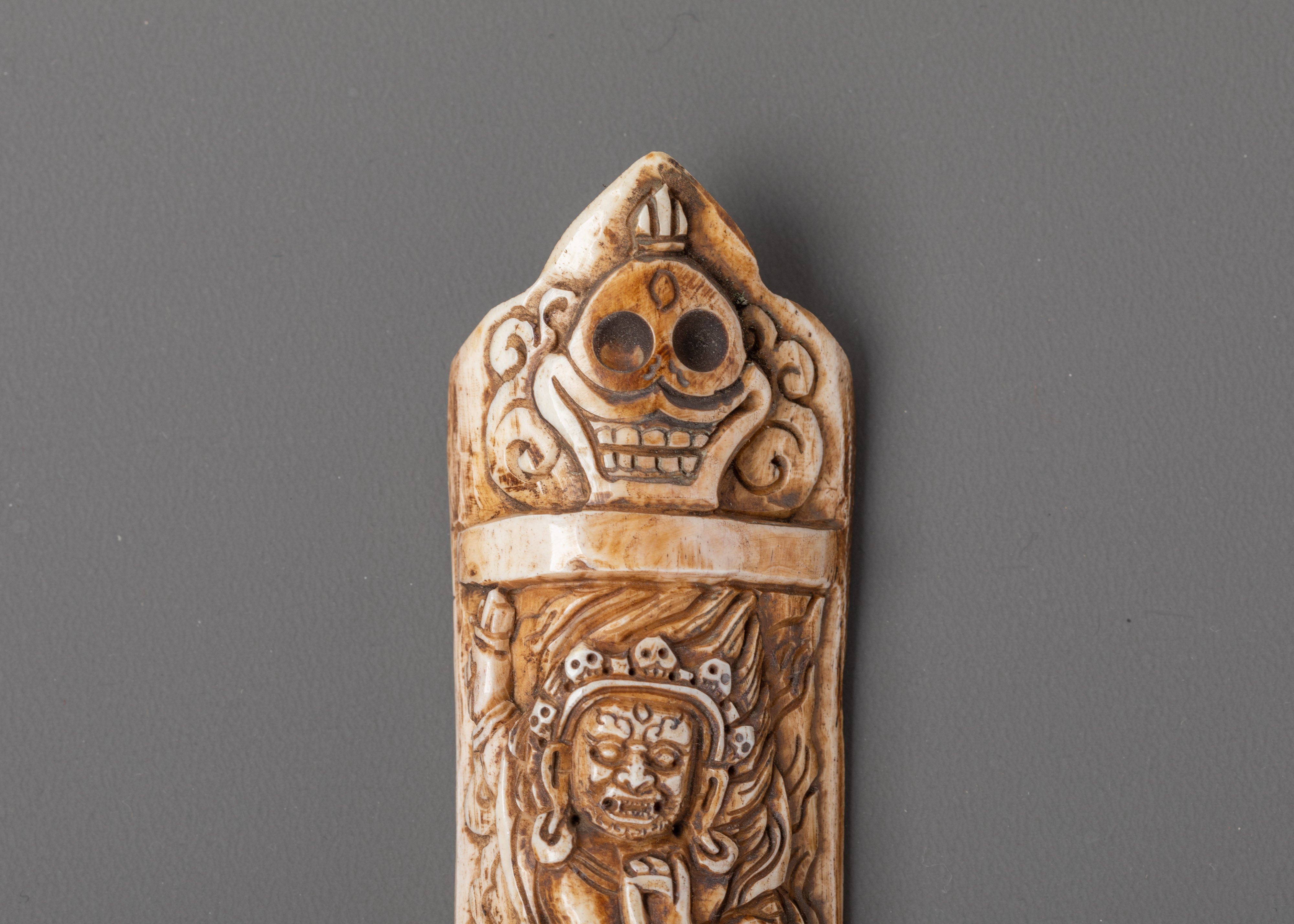 Fierce Protector Deity Mahakala Carved Ethically Sourced Bone | Transformation and Wisdom
