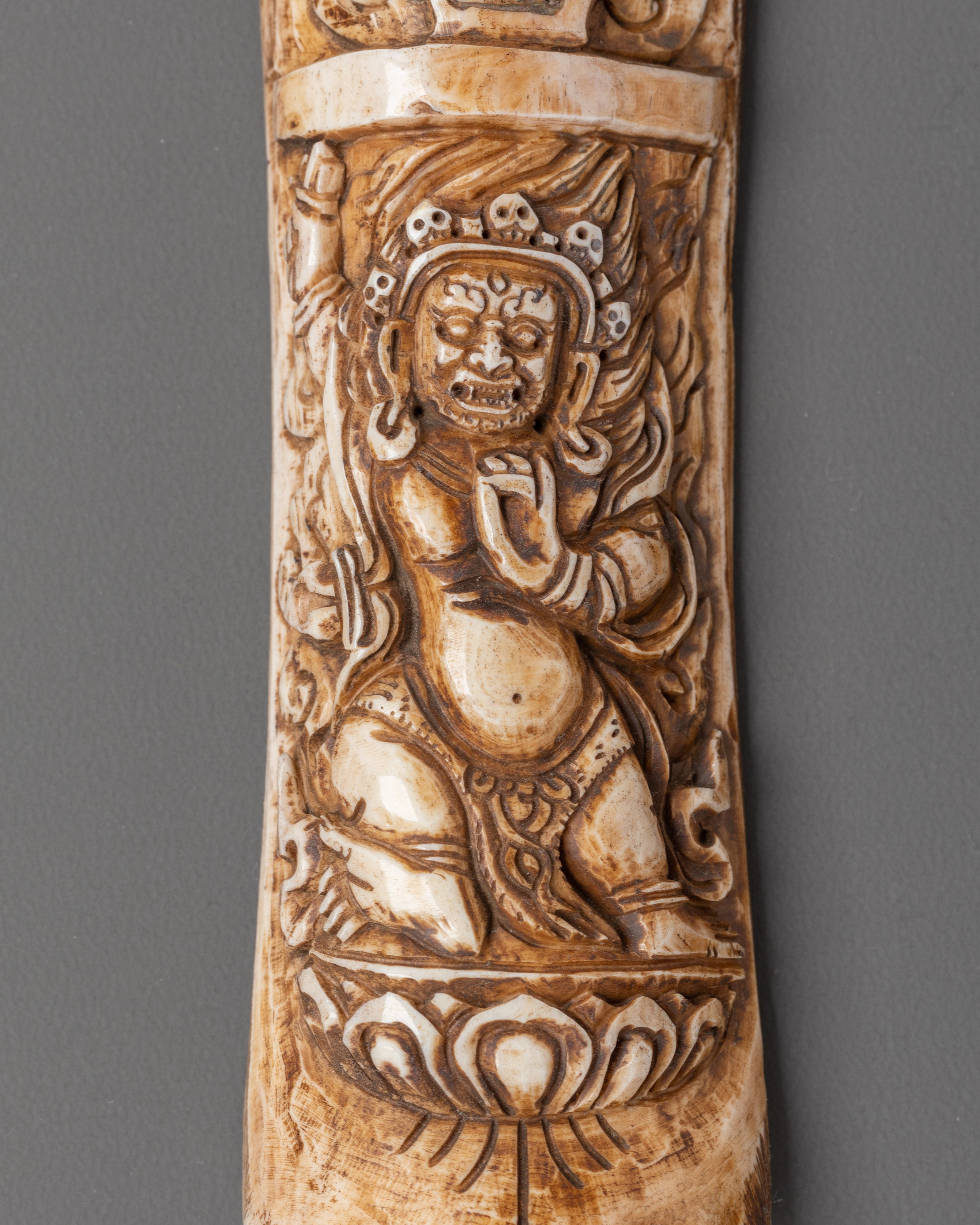 Fierce Protector Deity Mahakala Carved Ethically Sourced Bone | Transformation and Wisdom
