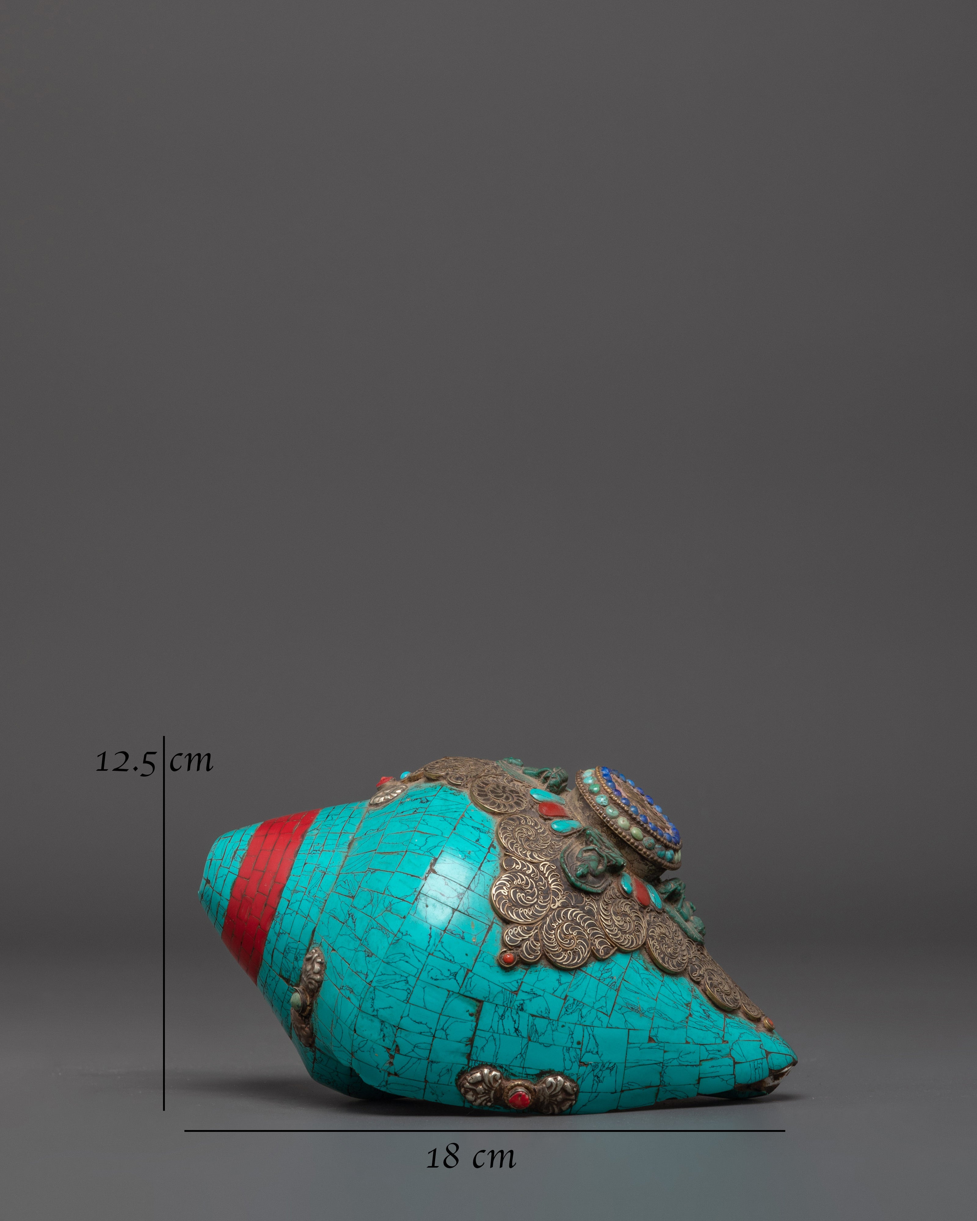Buddhist Handmade Turquoise Conch | Spiritual Tool for Meditation & Rituals
