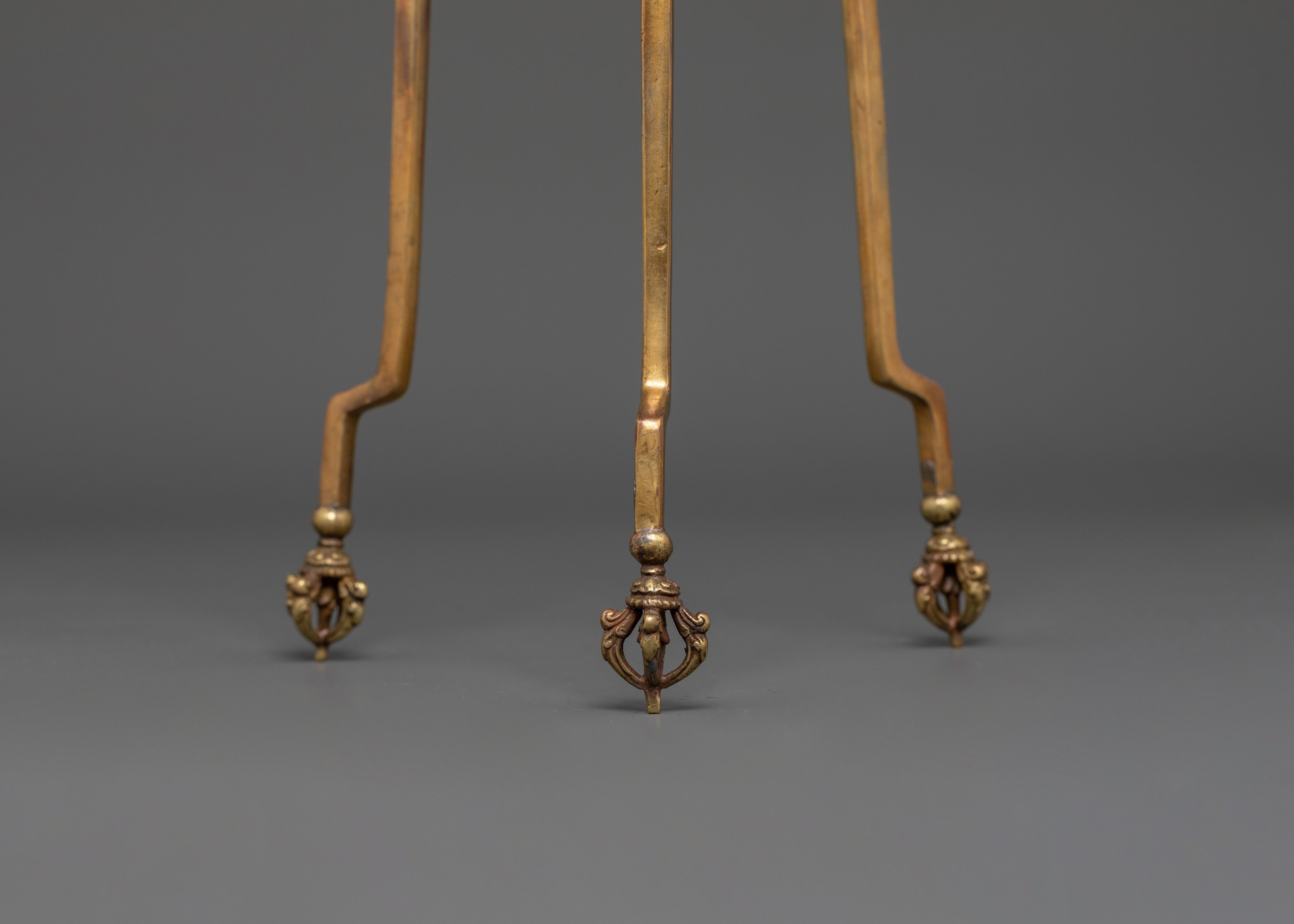 Handcrafted Brass Kapala Stand | Bhumba Stand for Shrine Offering