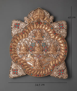 Handcrafted Five Buddha Wall Hanging | Spiritual Art for Meditation & Altar