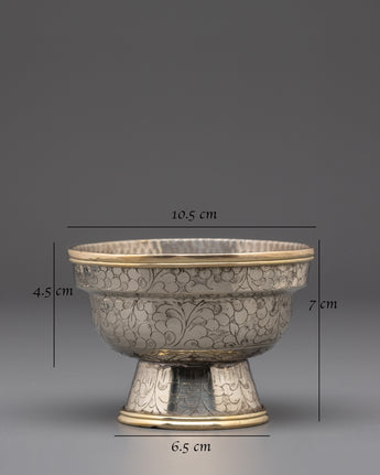 Tibetan Buddhist Silver Offering Bowl Set