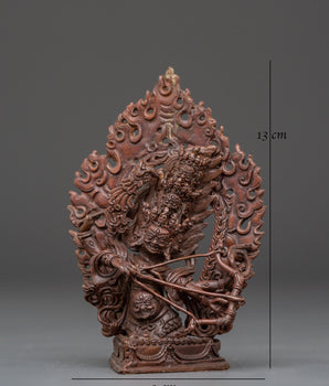 Sacred Dharma Protector Rahula Statue | Oxidized Copper Buddhist Deity Sculpture