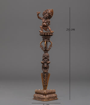Tantric Ritual Phurba in Oxidized Copper | Sacred Copper Phurba
