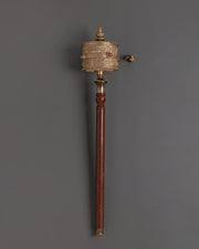 Silver Plated Buddhist Prayer Wheel | Tibetan Spiritual Wheel