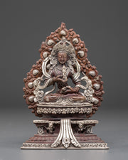 Tibetan Handcrafted Vajrasattva Statue | Silver Plated Traditional Art