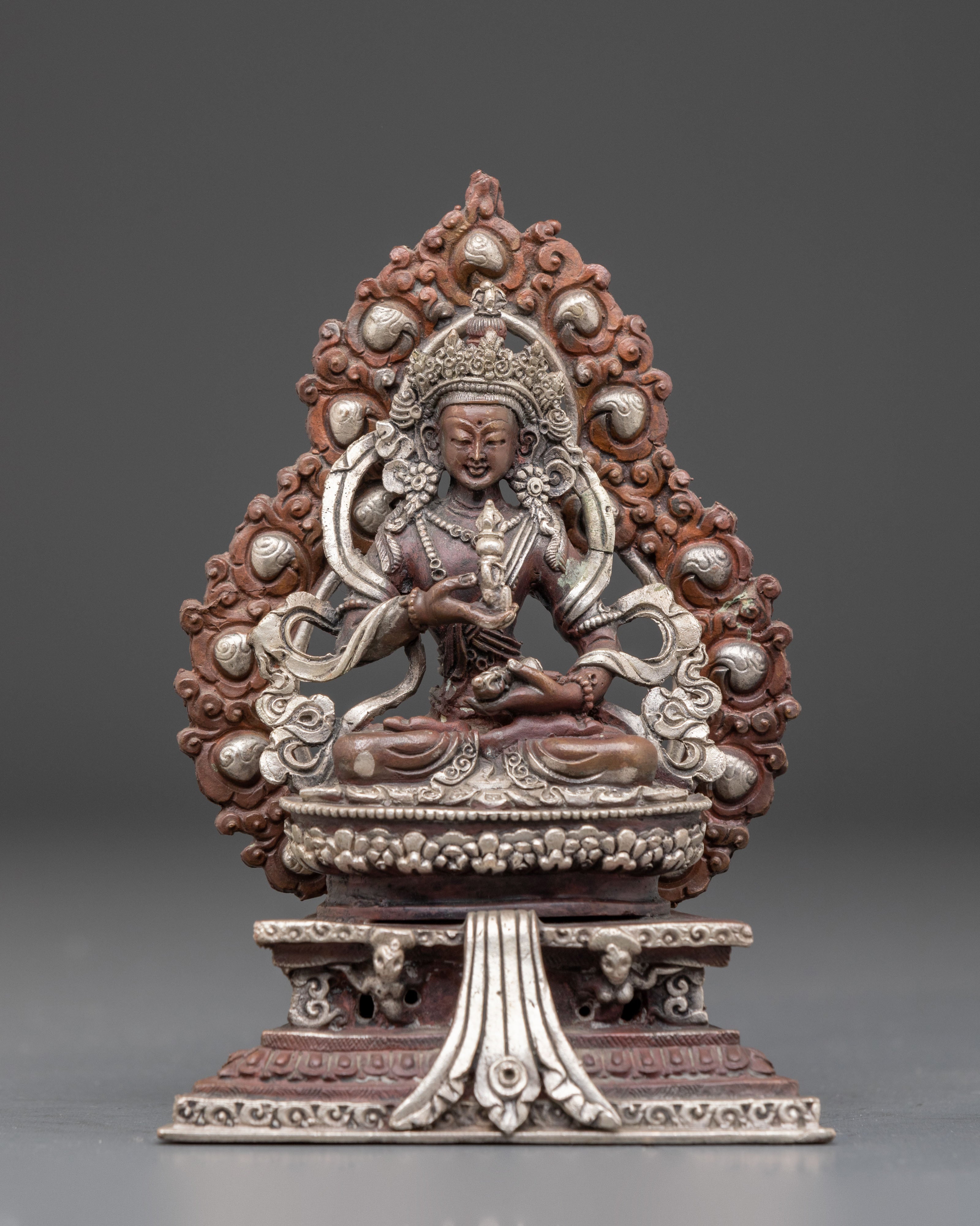Tibetan Handcrafted Vajrasattva Statue | Silver Plated Traditional Art