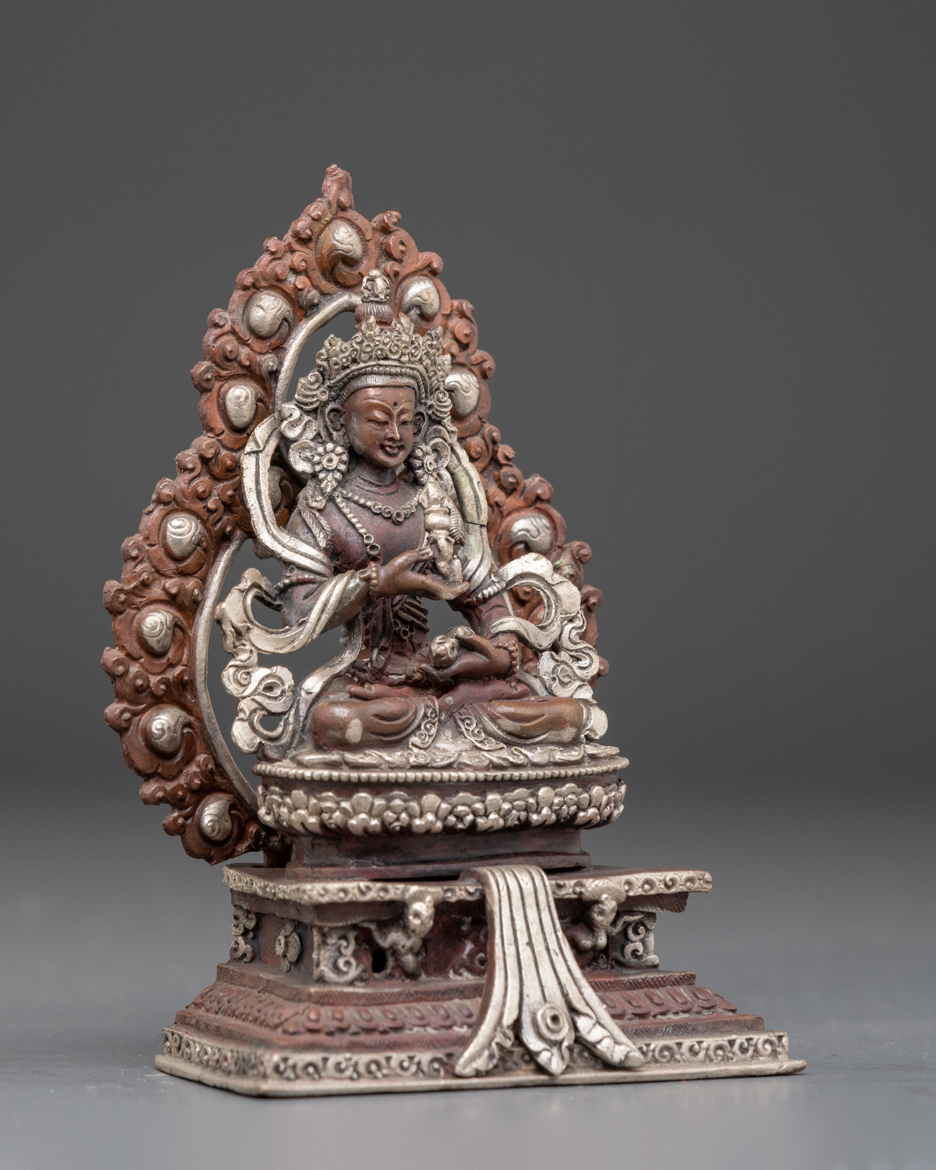 Tibetan Handcrafted Vajrasattva Statue | Silver Plated Traditional Art