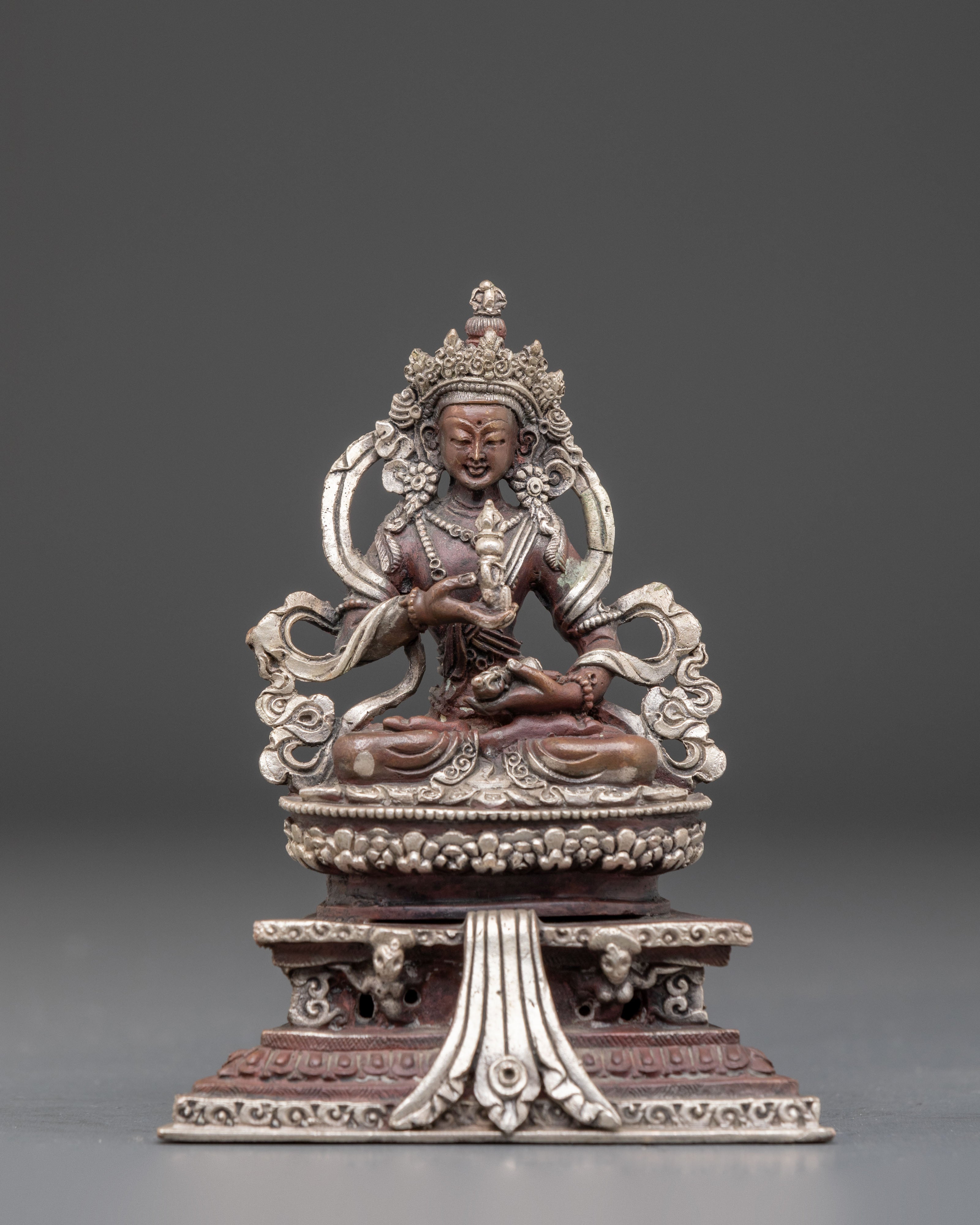 Tibetan Handcrafted Vajrasattva Statue | Silver Plated Traditional Art