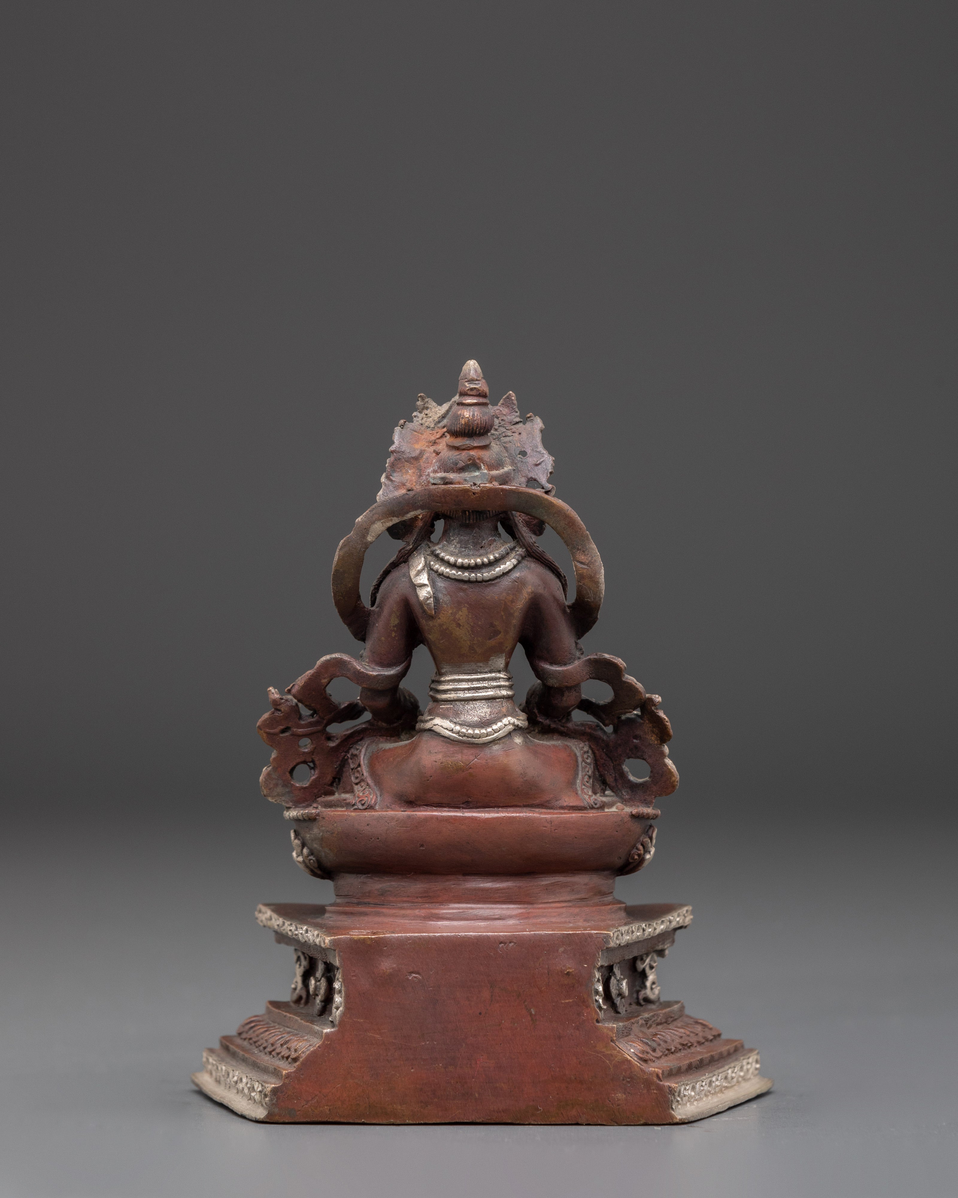 Buddhist Longevity Icon Amitayus Statue | Silver Plated Sculpture