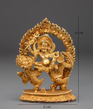 Sacred Abundance Icon White Dzambhala Statue | Gold Plated Copper Art