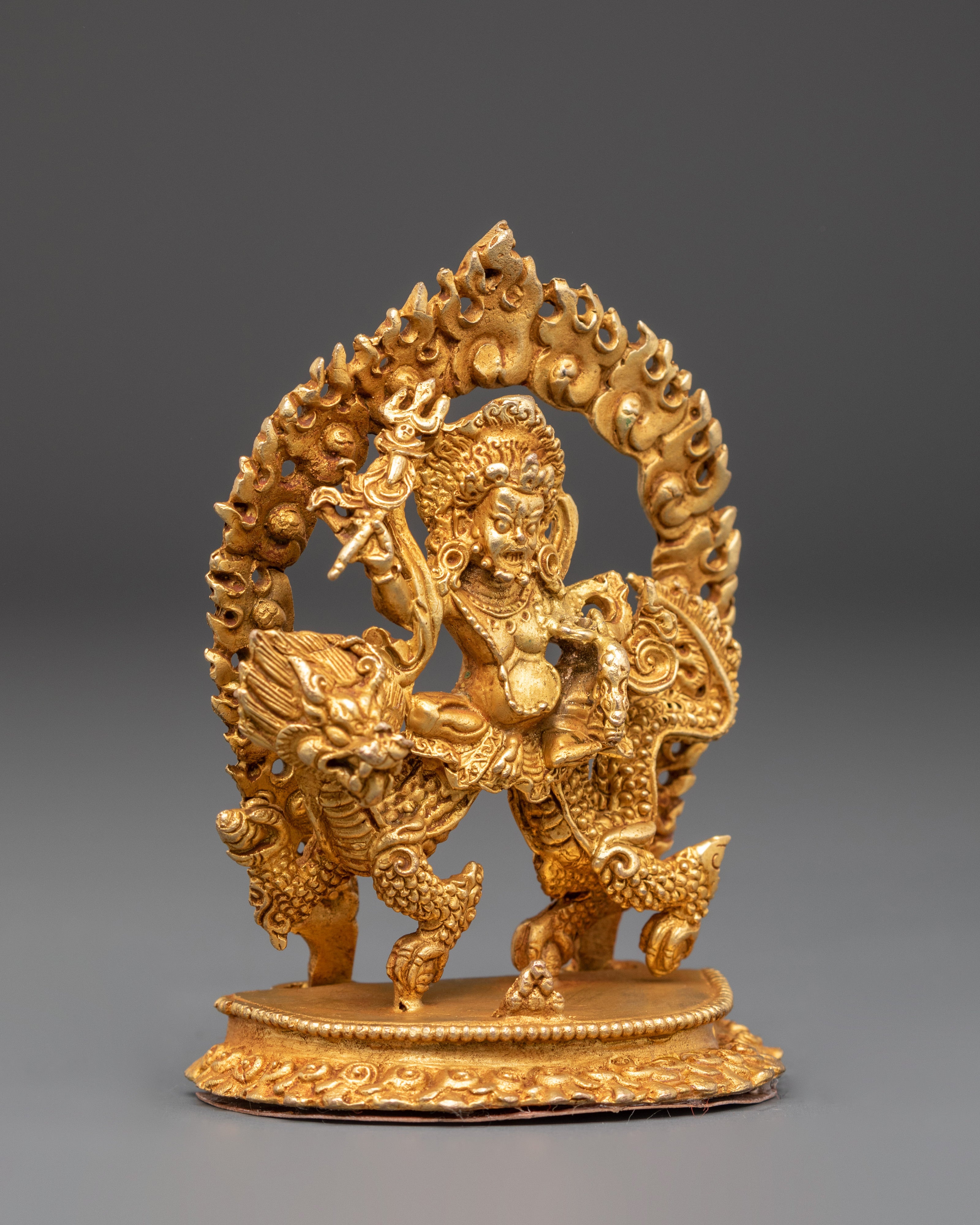 Sacred Abundance Icon White Dzambhala Statue | Gold Plated Copper Art