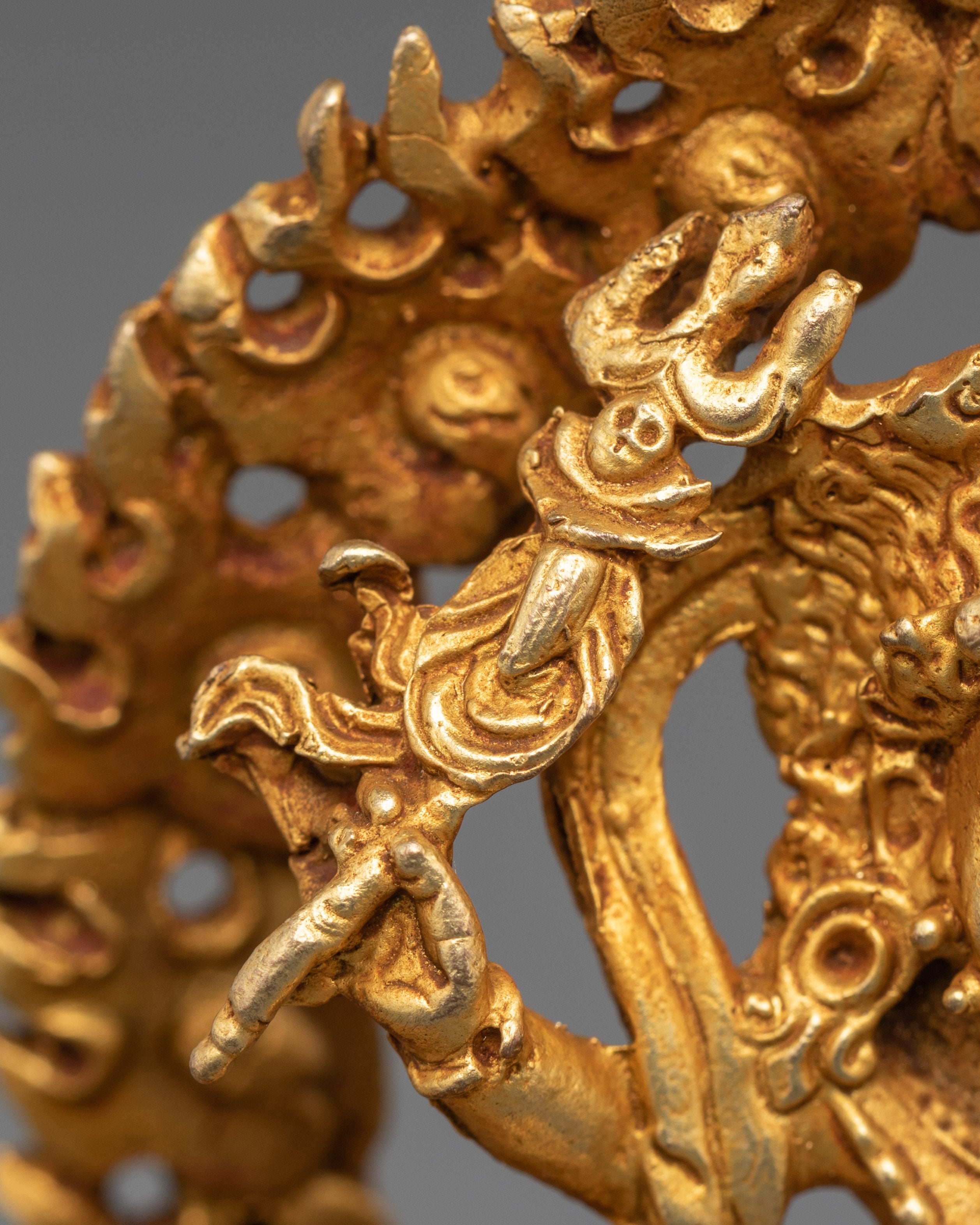 Sacred Abundance Icon White Dzambhala Statue | Gold Plated Copper Art