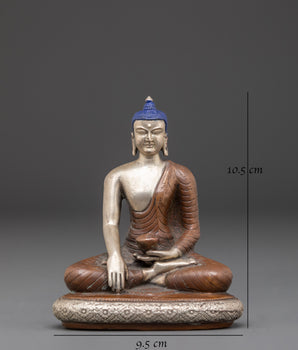 Handmade Awakened Shakyamuni Buddha Statue | Silver Plated Meditation Decor