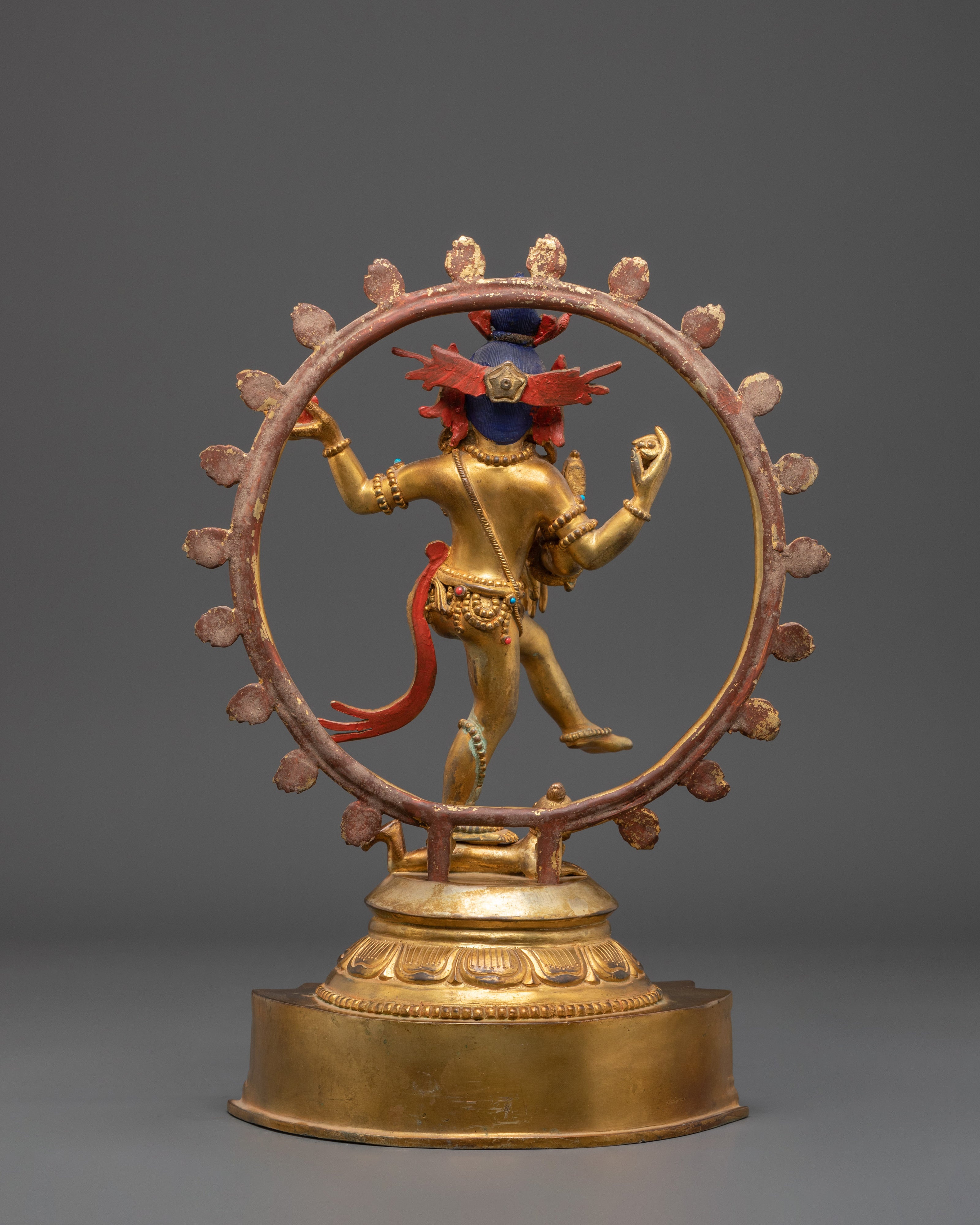 Divine Nataraj Dancing Statue | Gold Plated Copper Hindu God Sculpture