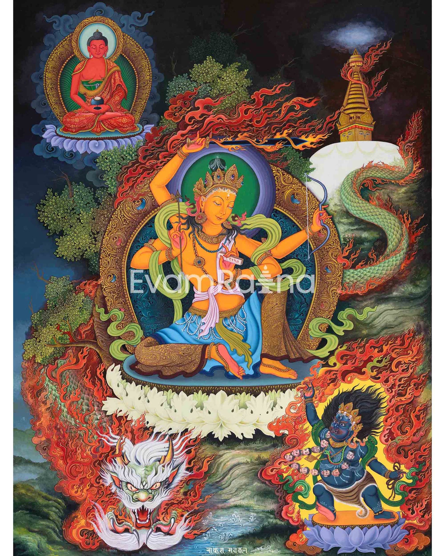 Manjushri Thangka Print 