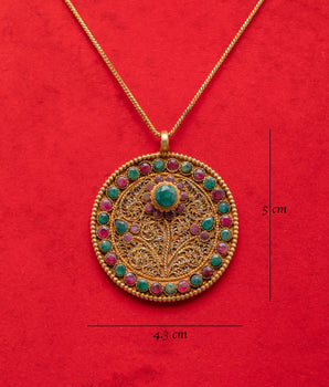 Unique Handcrafted Gemstone Locket | Gold Plated Silver Jewelry