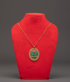 Handmade Tibetan Locket with Beautiful Detailing | Silver and Gold Plated Jewelry