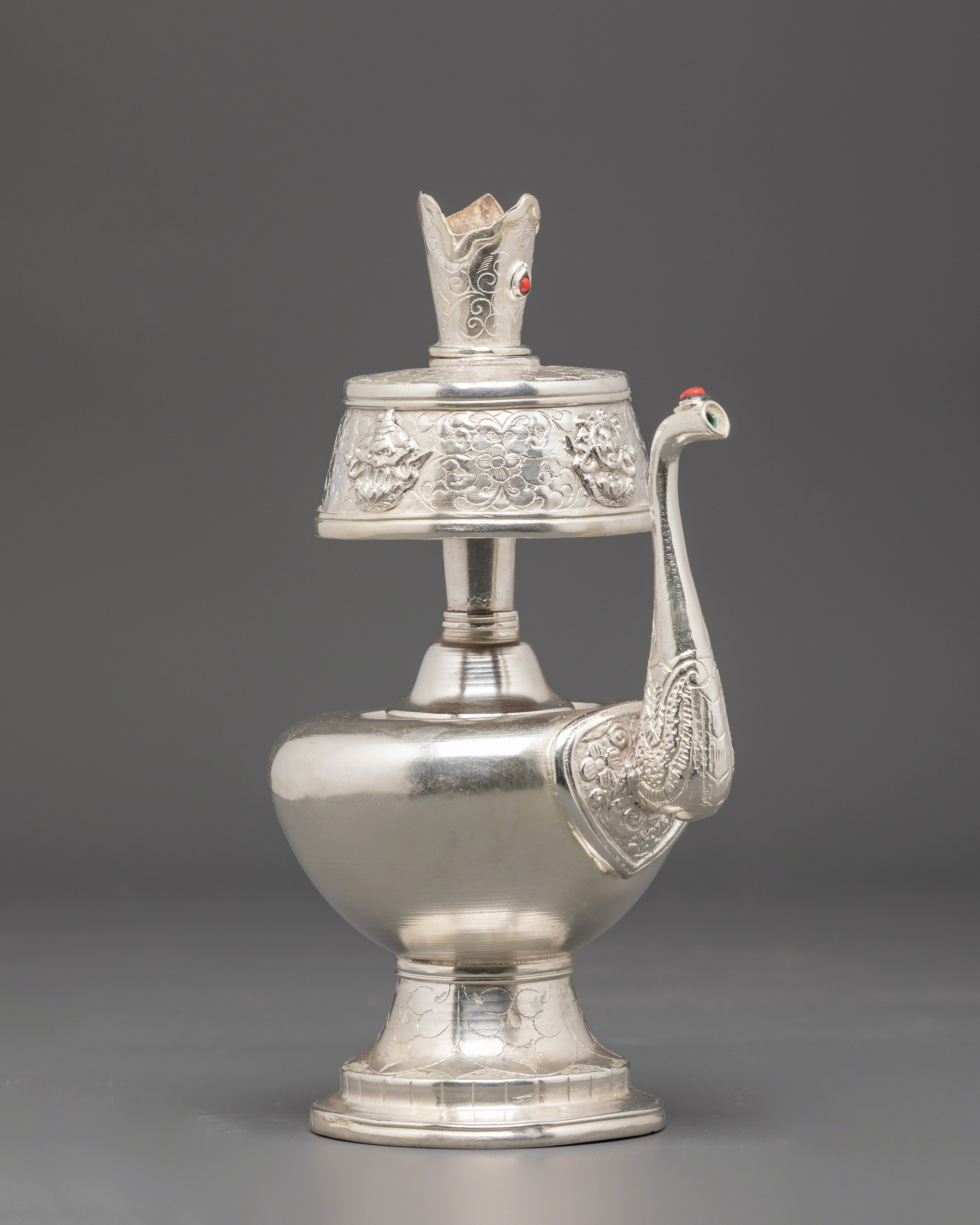 Silver Plated Copper Ritual Bhumba for Ceremonies and Altar Practices