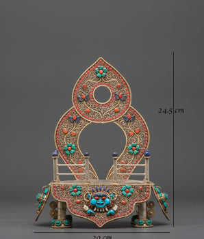 Traditional Buddhist Throne | Sacred Copper and Gold Plated Art Piece