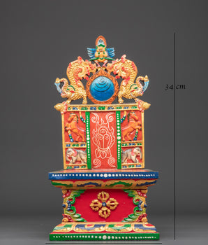 Handmade Traditional Buddhist Shrine Throne | Hand-Painted Tibetan Altar