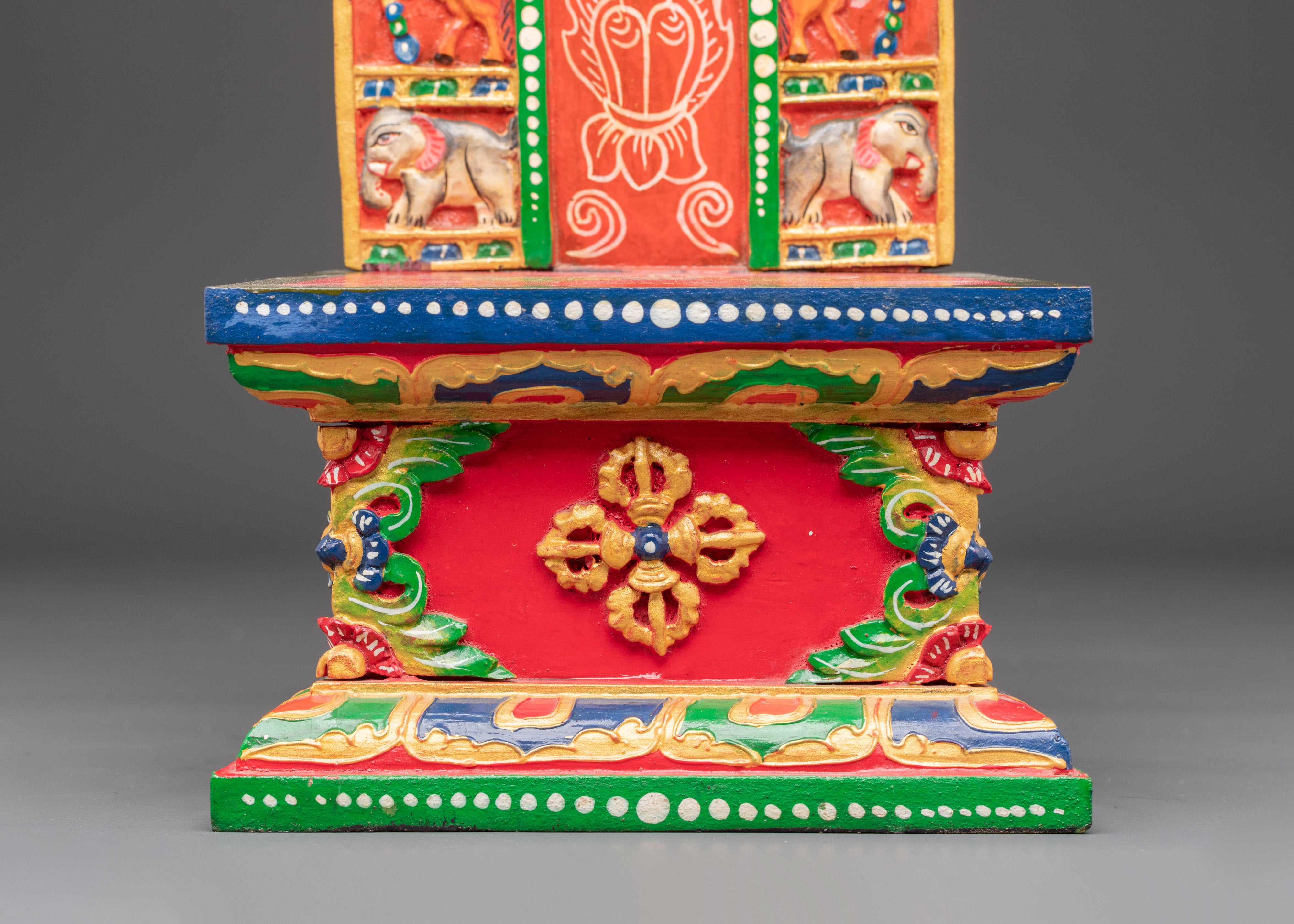 Handmade Traditional Buddhist Shrine Throne | Hand-Painted Tibetan Altar
