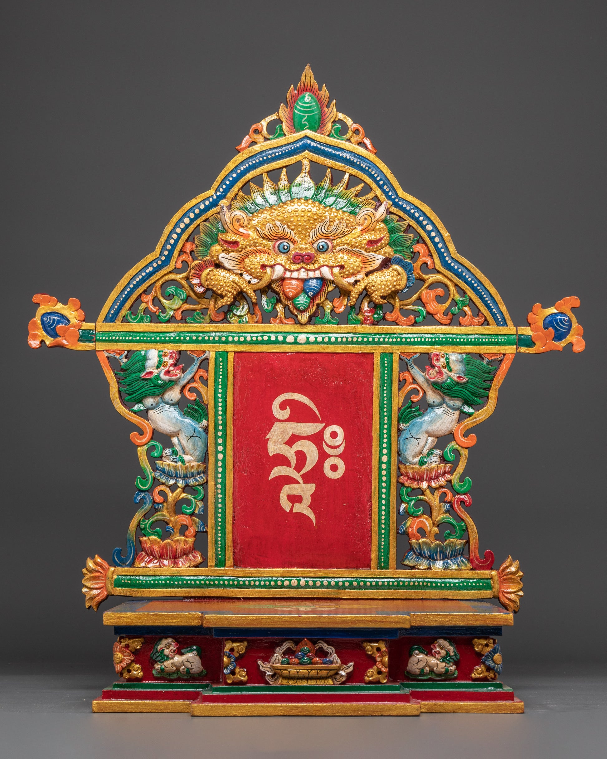 Spiritual Altar Throne with Tibetan Script