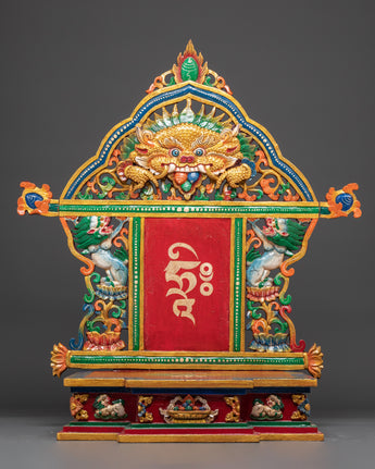 Spiritual Altar Throne with Tibetan Script