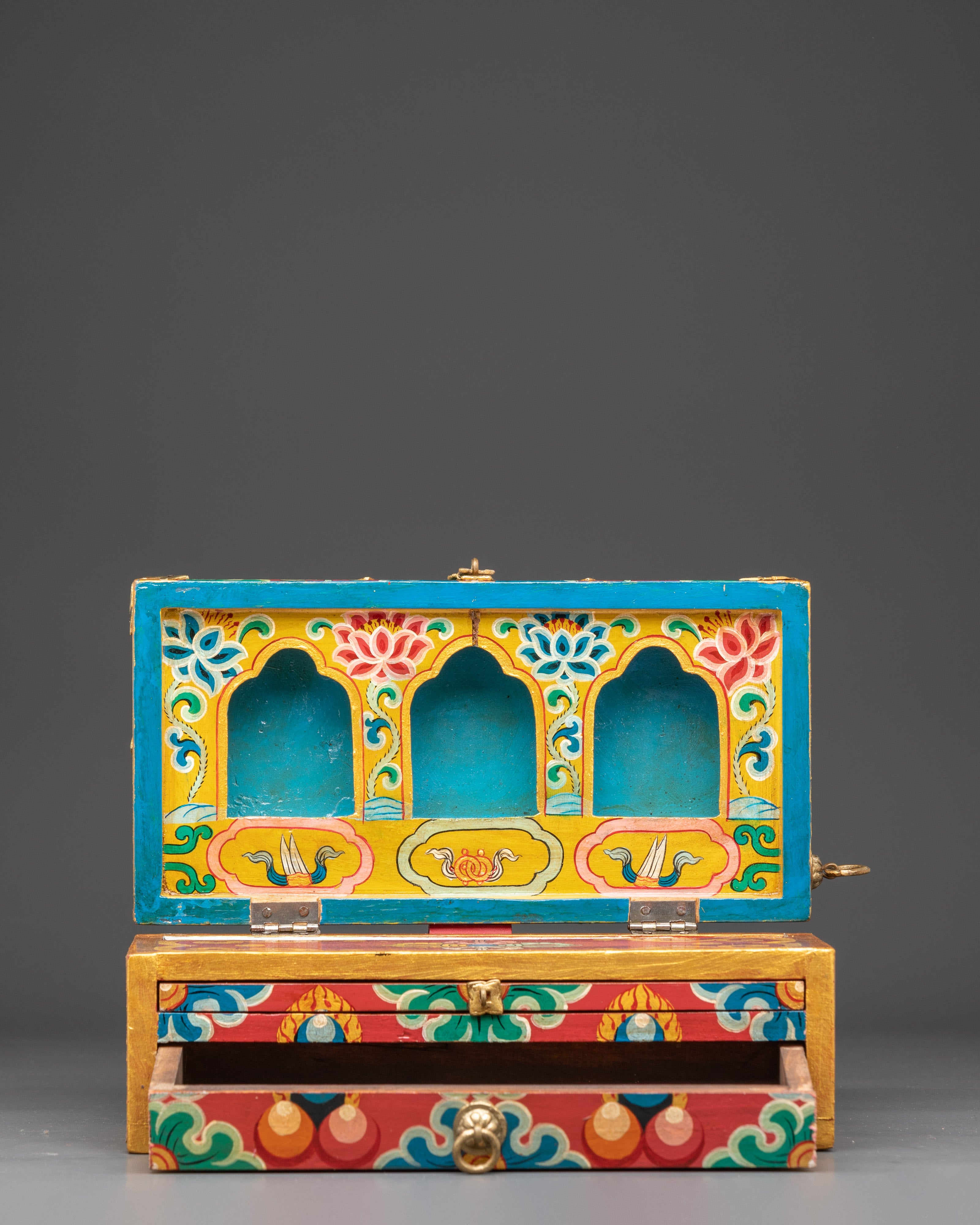 Sacred Tibetan Traveling Altar Box | Buddhist Ritual Box