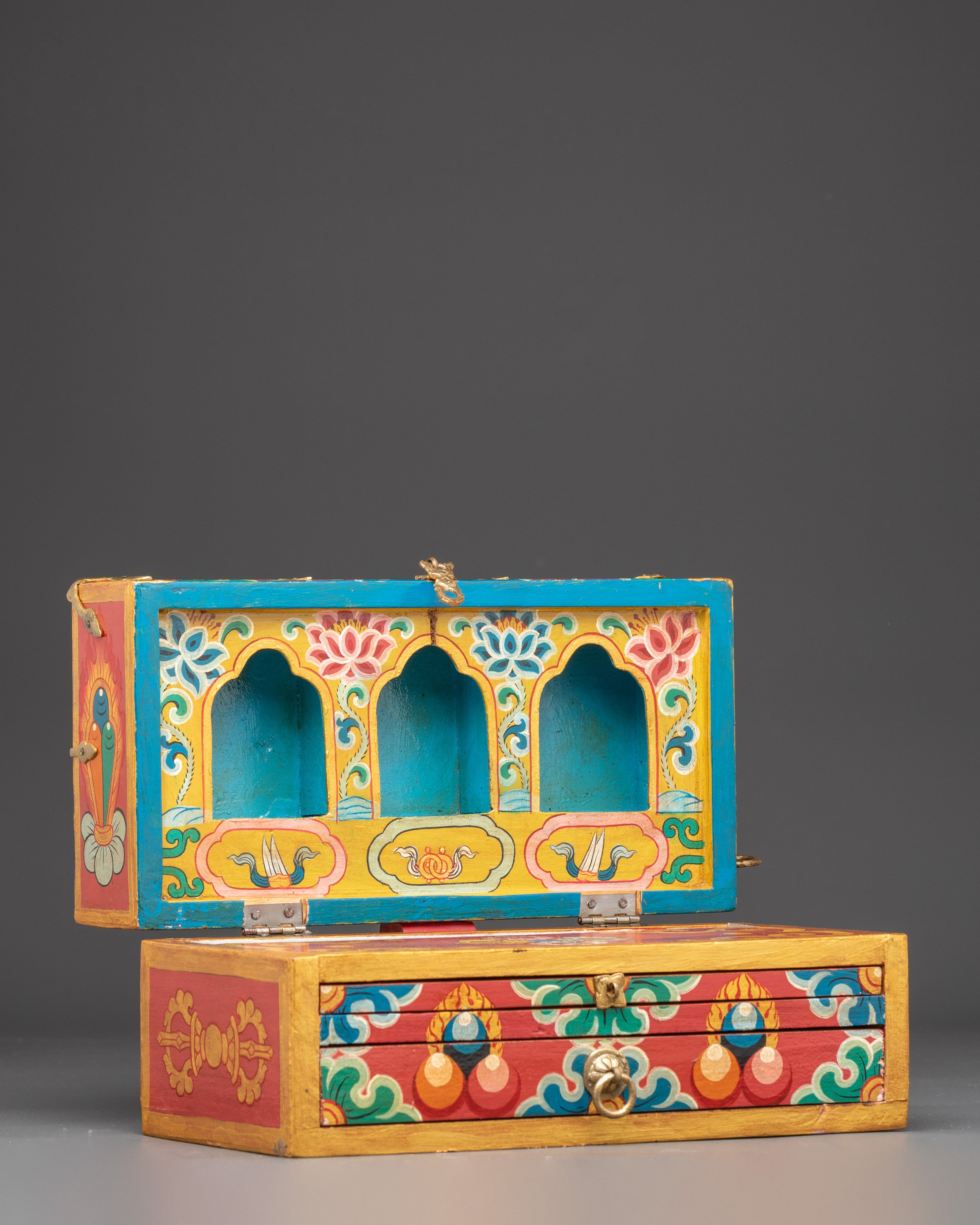 Sacred Tibetan Traveling Altar Box | Buddhist Ritual Box