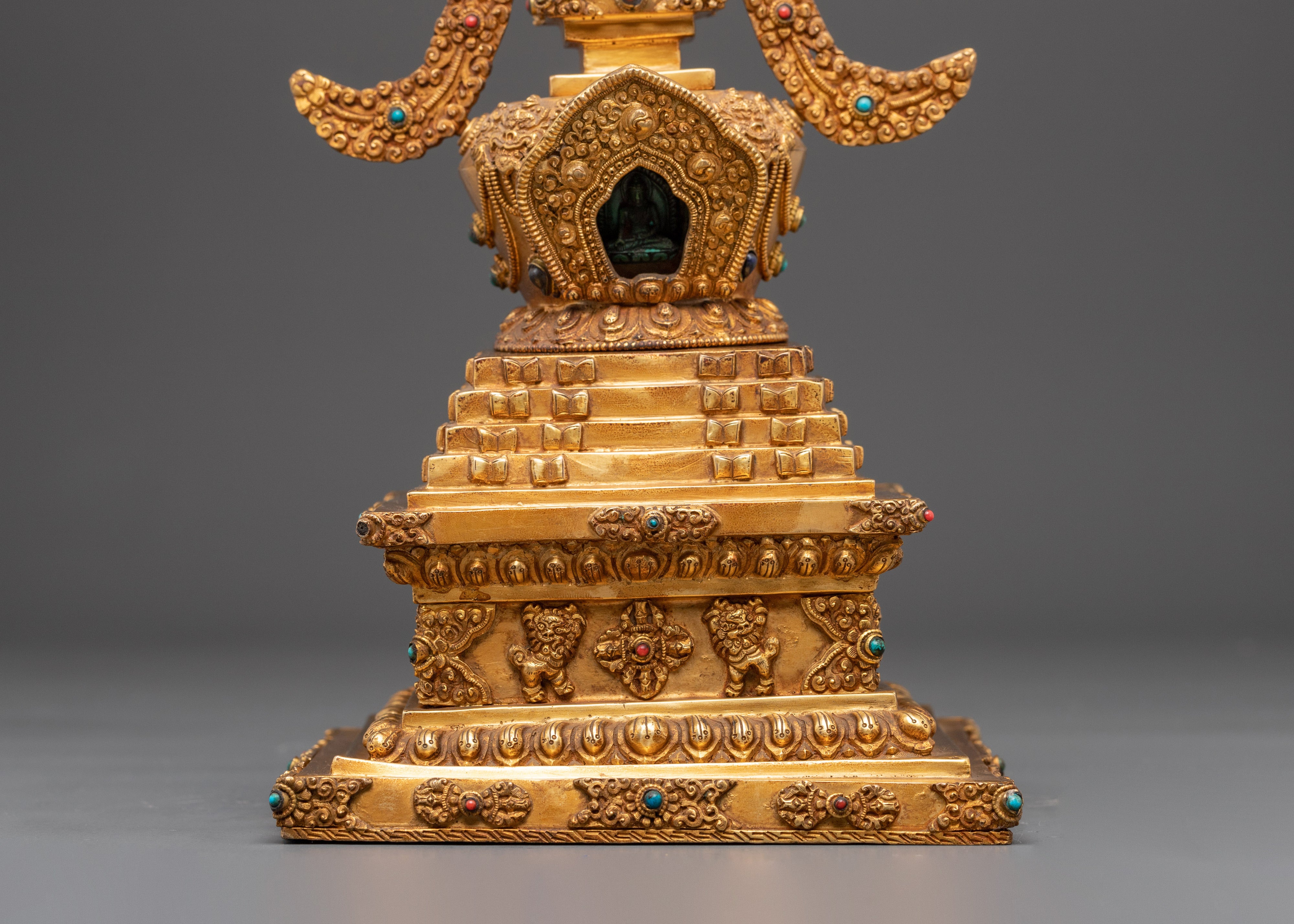 Gold Plated Stupa for Ritual Ceremonies | Path to Enlightenment