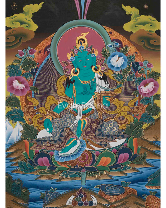 Green Tara Thangka Painting 