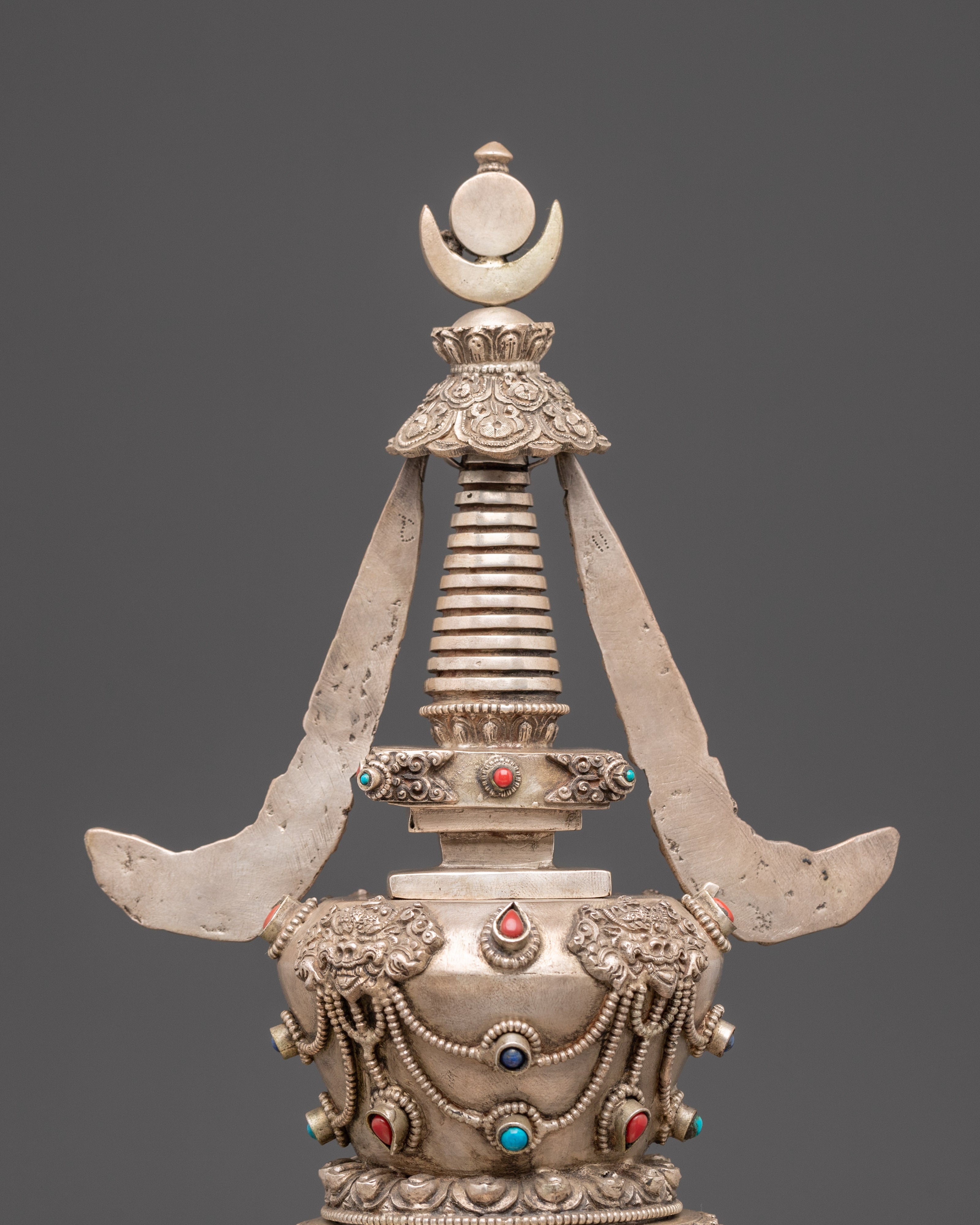 Silver Plated Buddhist Stupa | Symbol of Enlightenment