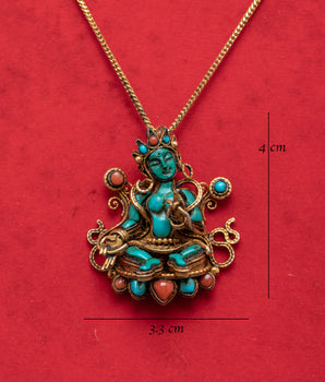 Sacred Green Tara Locket Pendant | Handcrafted Tibetan Amulet for Compassion