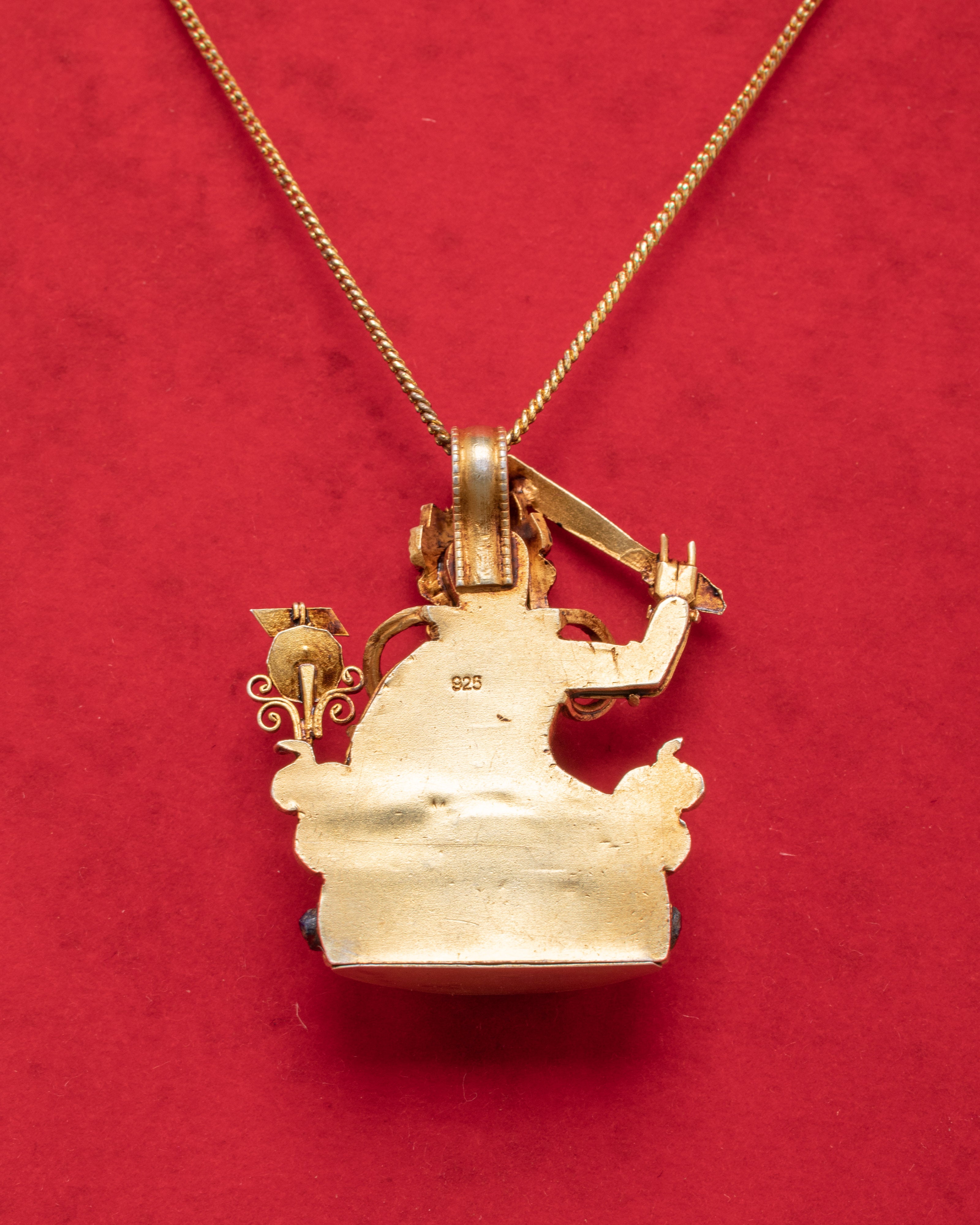 Handcrafted Tibetan Manjushri Locket | Silver Gold Plated with Turquoise and Coral