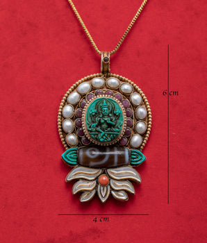 Handcrafted Green Tara Locket Pendent | Buddhist Jewelry