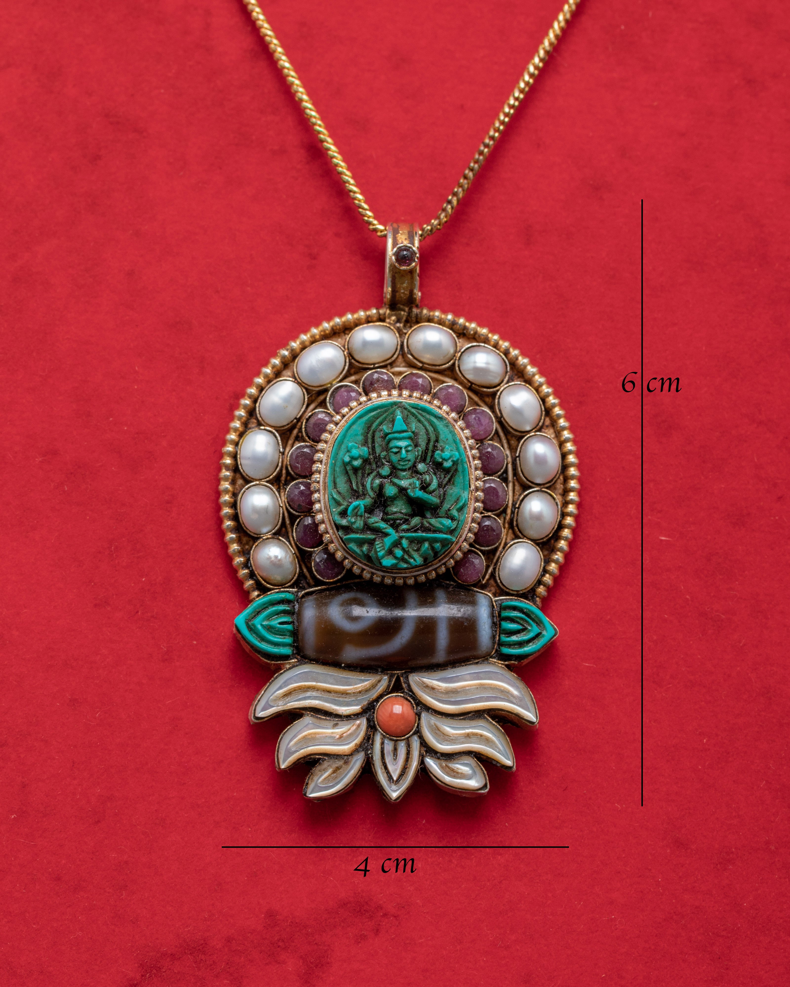Handcrafted Green Tara Locket Pendent | Buddhist Jewelry