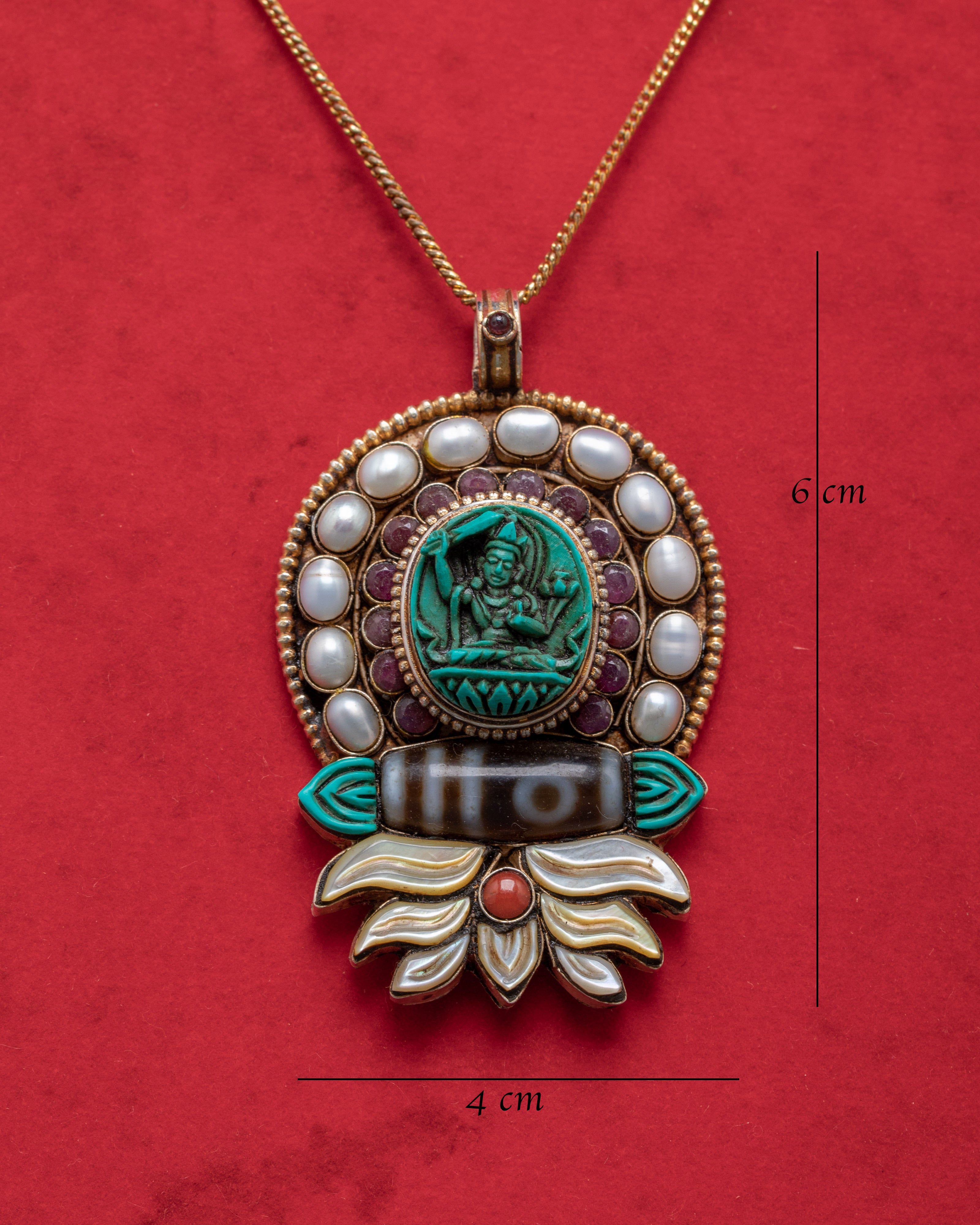 Sacred Tibetan Manjushri Pendant Locket | Spiritual Silver and Gold Plated Jewelry