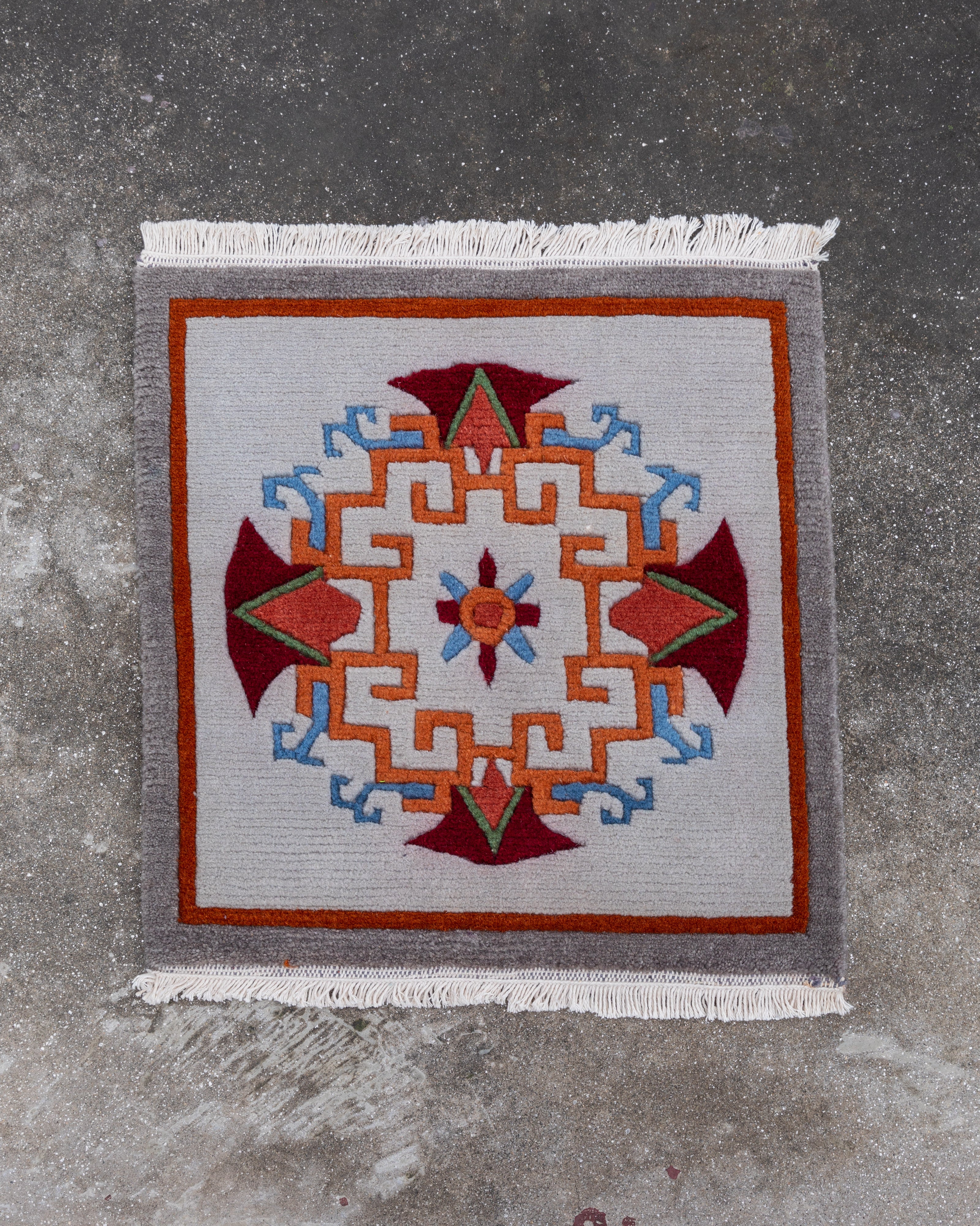 Elegant Traditional Handcrafted Seat Rug | Tibetan Wool Meditation Cushion