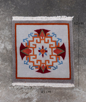 Elegant Traditional Handcrafted Seat Rug | Tibetan Wool Meditation Cushion