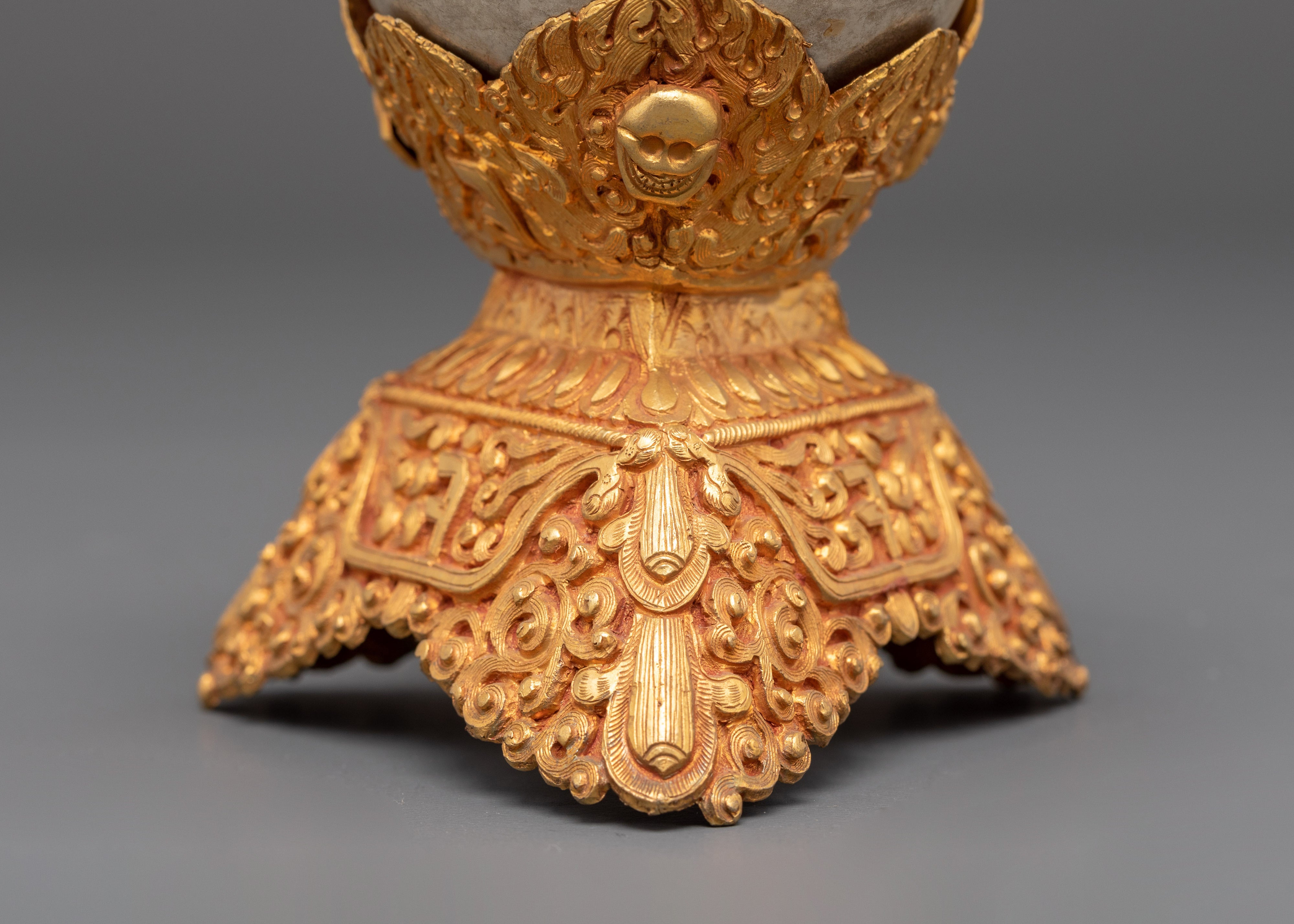 Handmade Gold Plated Kapala | Tibetan Ritual Skull Cup