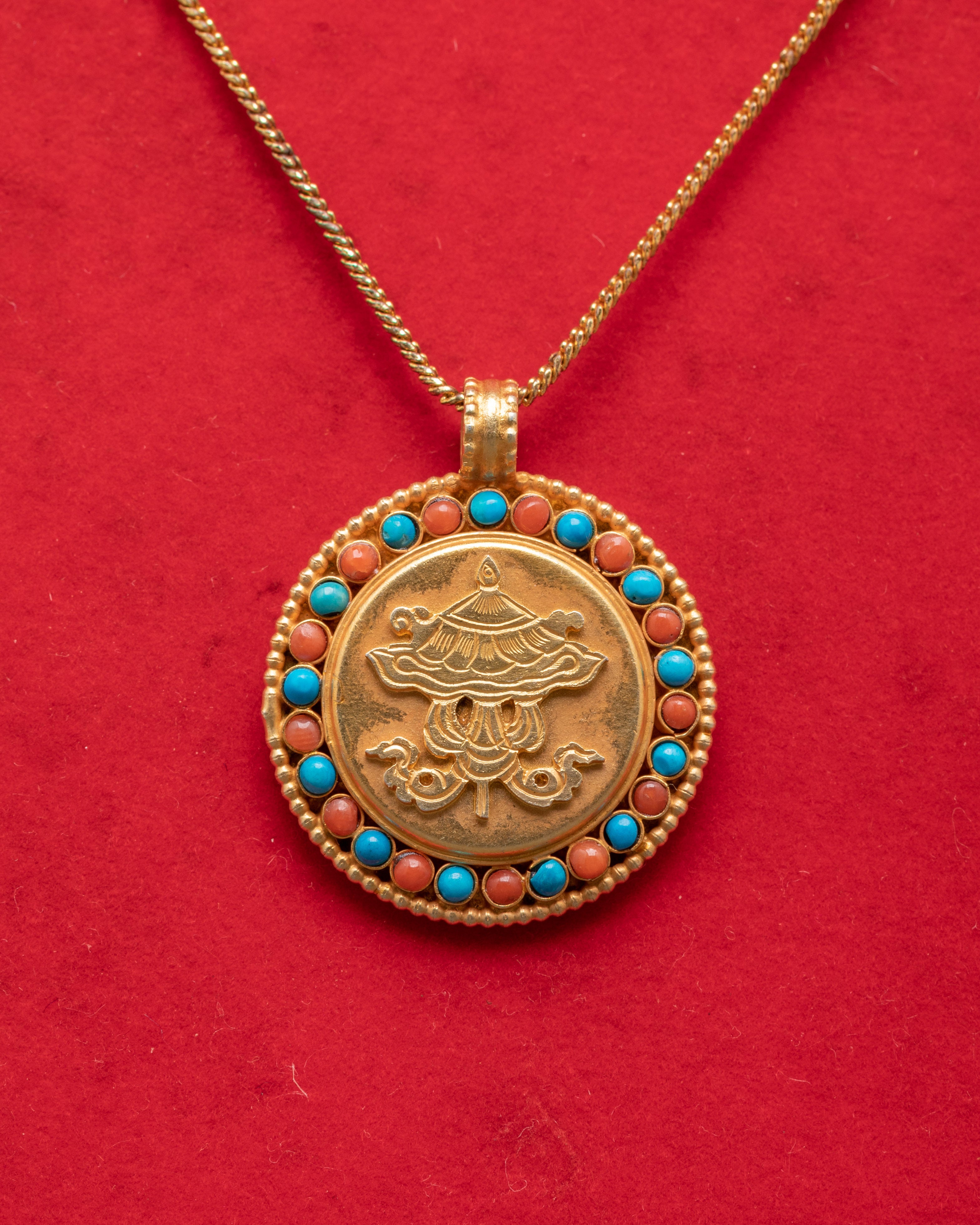 Parasol Locket with Turquoise and Coral