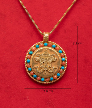 Parasol Locket with Turquoise and Coral