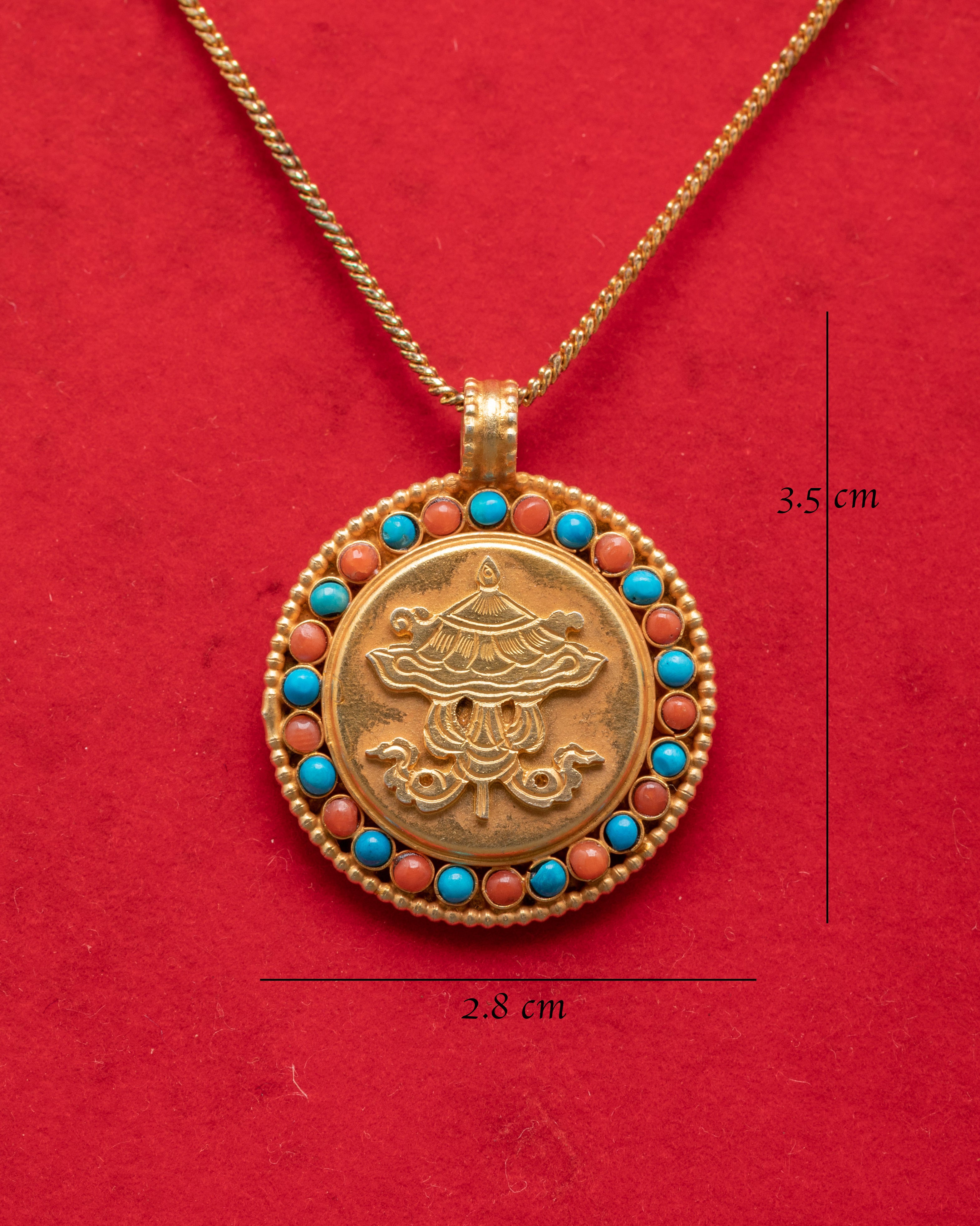 Parasol Locket with Turquoise and Coral