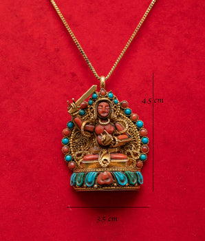 Gold Plated Manjushri Locket | Buddhist Wisdom Deity