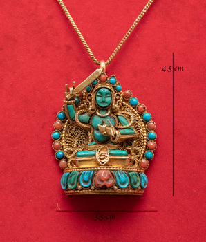 Manjushri Gold Plated Locket | Buddhist Wisdom Deity