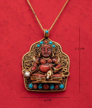 Sacred Dzambhala Wealth Deity Pendant | Tibetan Buddhist Prosperity Jewelry